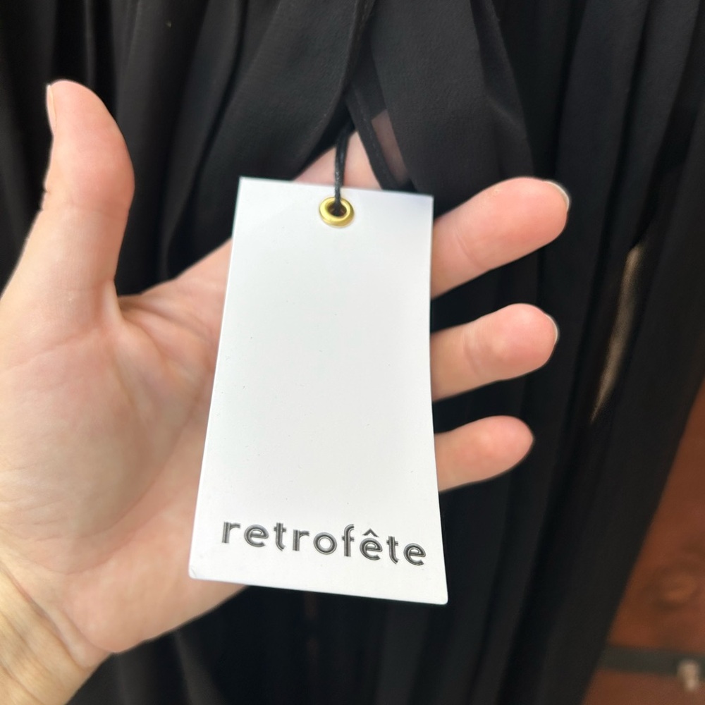 Retrofete Black Sheer Backless Halter Gown - Picture 11 of 12